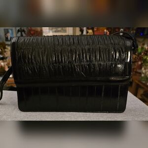 Vintage Eel Skin Black shoulder purse AND billfold NWT made in korea.